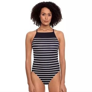 Ralph Lauren Breton Stripe High Neck Swimsuit Striped NWT One Piece Old Money 16
